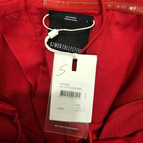 C/MEO Collective Red Only You Midi Dress Size L - Picture 2 of 13